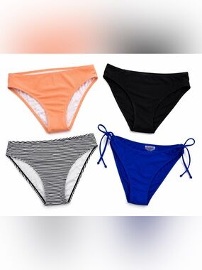 Bundle of 4 Bikini Bottoms Size Large Swimwear Mix & Match Lot

Description: